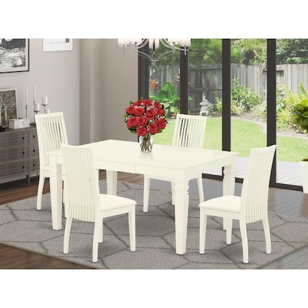 East West Furniture 5 Piece Weston Dining Set - Linen White WEIP5-WHI-C